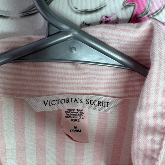 Victoria secret button down top striped pink white classic embroidery pocket - Picture 5 of 7